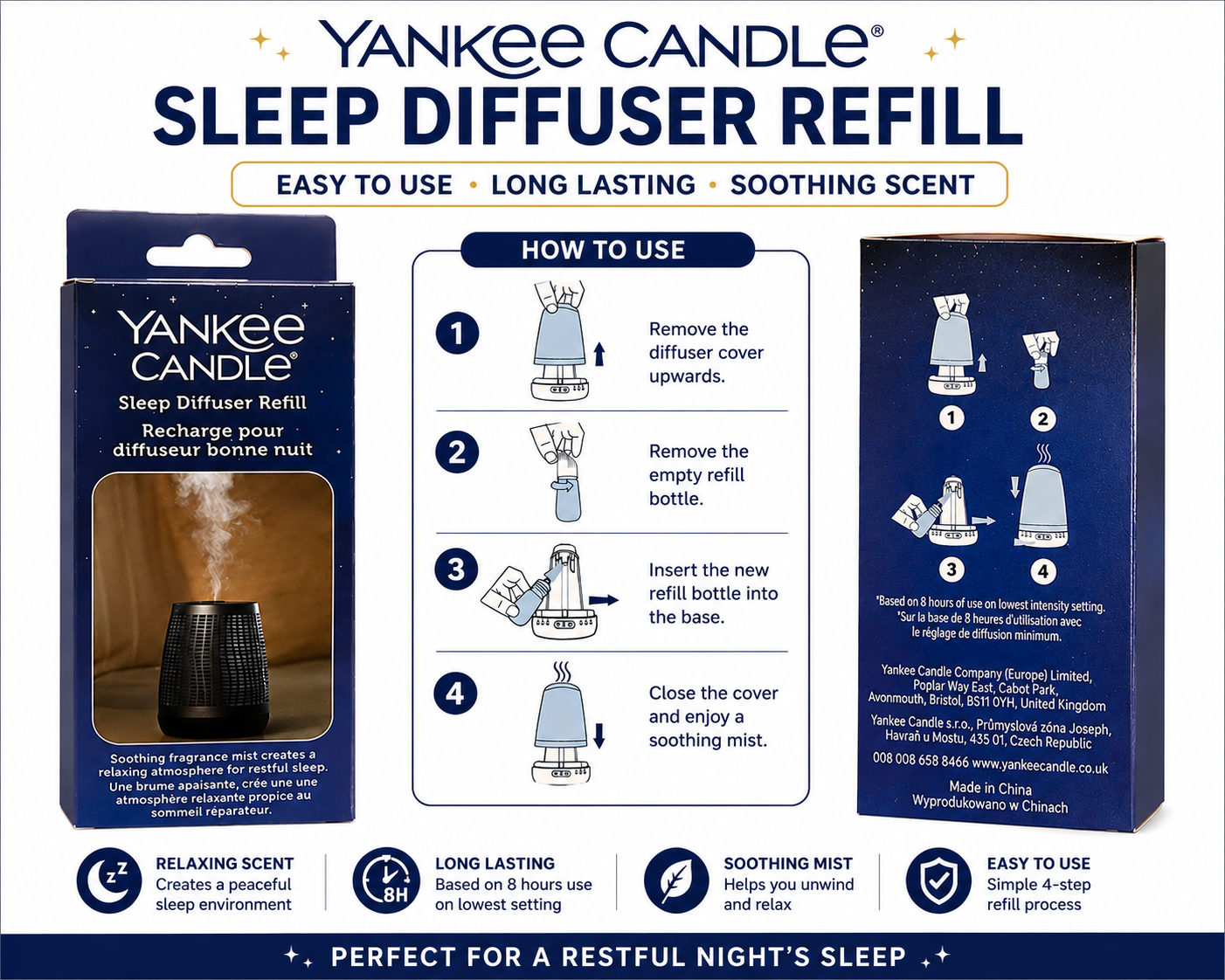 SLEEP DIFFUSER REFILL - 30 NIGHTS OF FRAGRANCE - SLEEP GOOD,FEEL GOOD! by YANKEE CANDLE