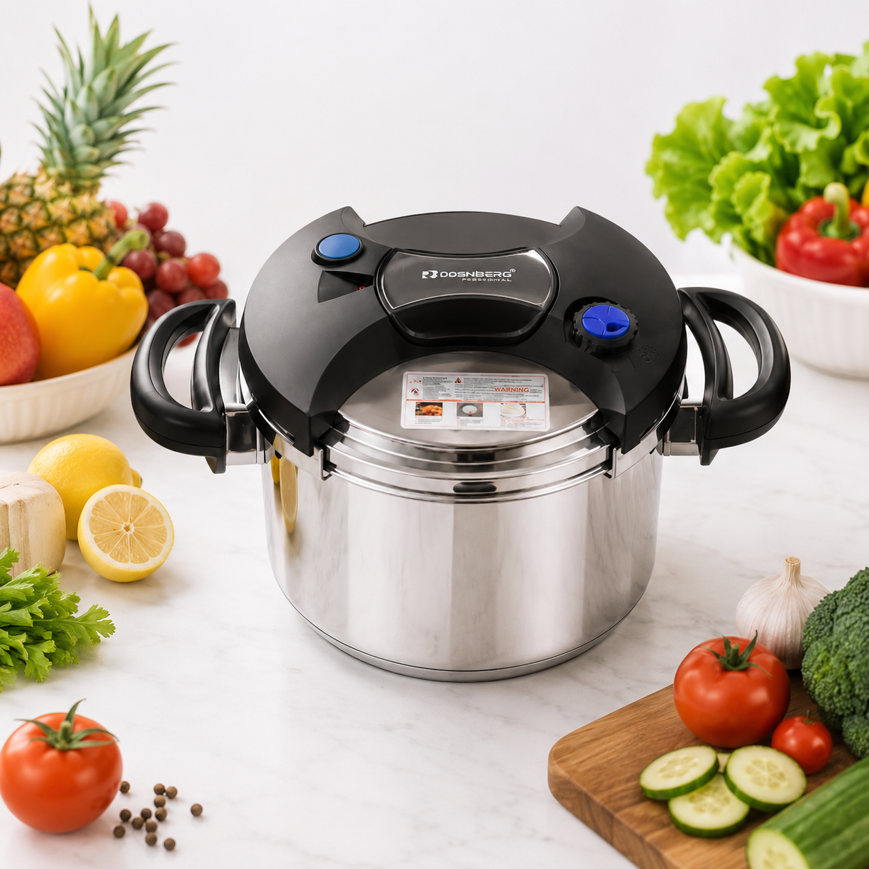 STAINLESS STEEL PRESSURE COOKER - 5 Litre by ROSENBERG