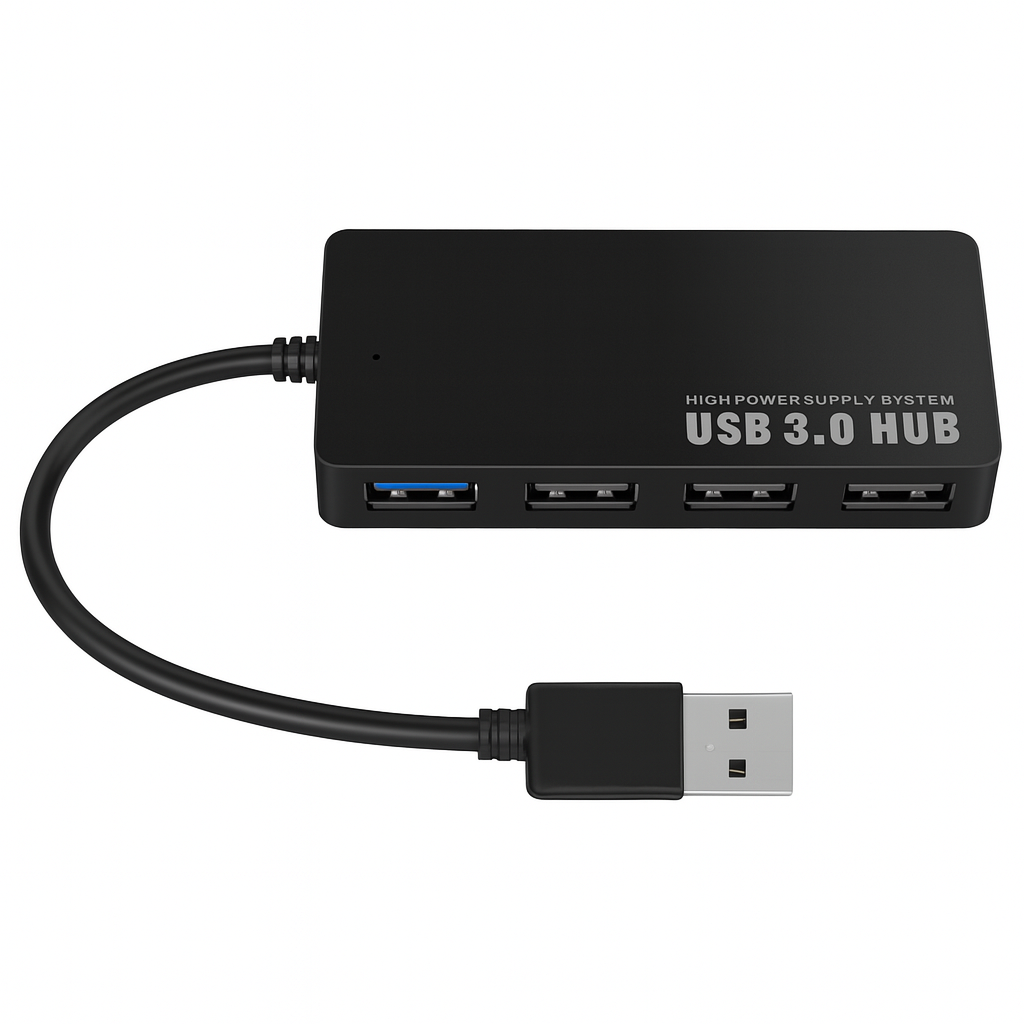High-Speed USB 3.0 4-Port Hub – Compact Splitter with Plug & Play Functionality