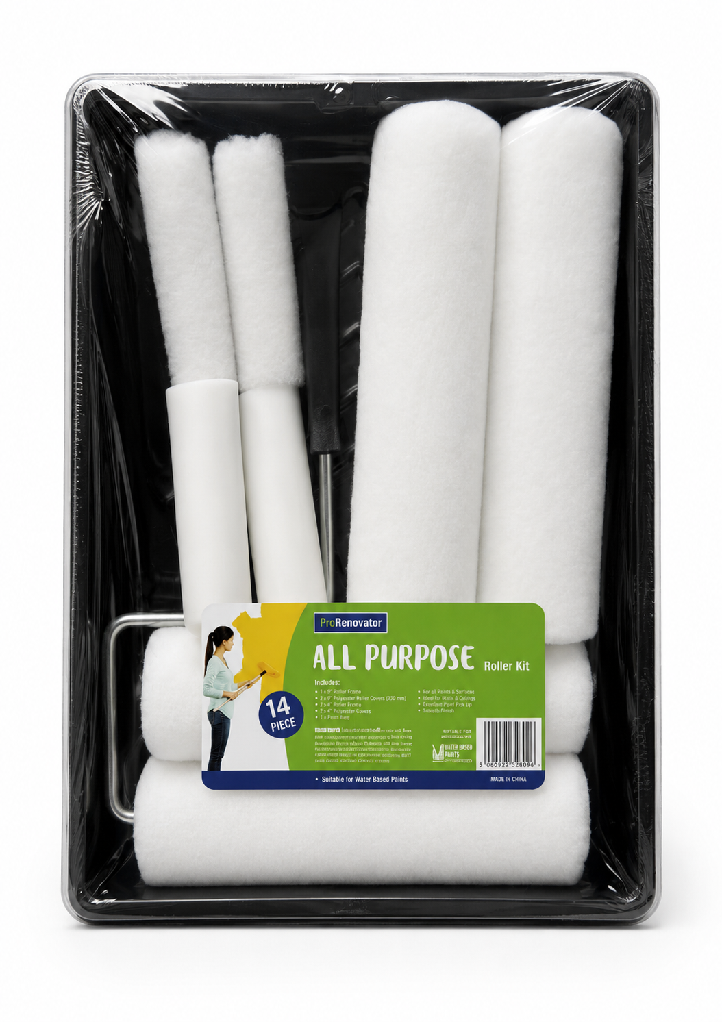 ProRenovator 14-Piece All Purpose Paint Roller Kit – Paint Tray & Roller Set