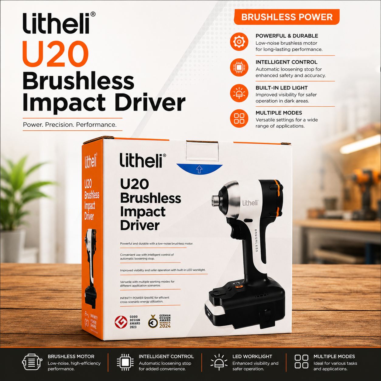U20 BRUSHLESS IMPACT DRIVER by LITHELI