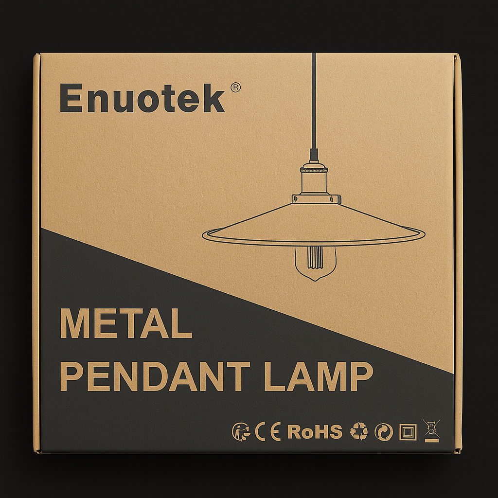 Enuotek Industrial Metal Pendant Lamp – E27 Ceiling Light Fixture (Bulb Not Included)