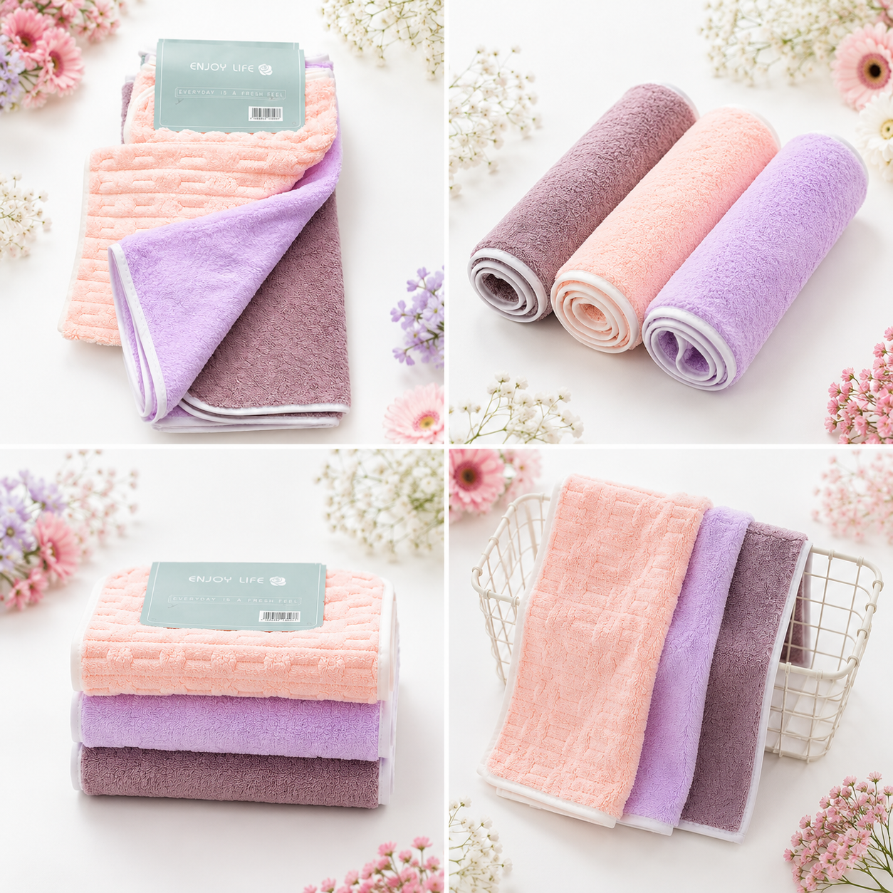 MICROFIBER KITCHEN TOWELS - SET OF 3/PACK - SOFT & HIGHLY ABSORBENT IN RANDOM MULTI SHADES
