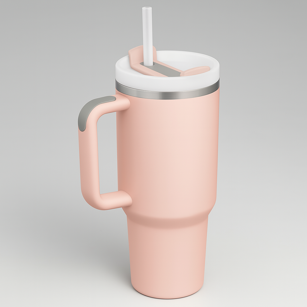 Pink dusk Insulated Tumbler with Handle and Straw – 40oz Reusable Travel Mug