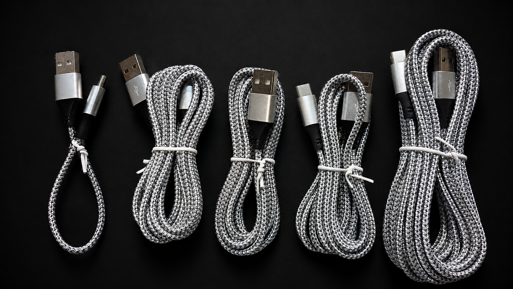 USB-C BRAIDED CHARGING CABLE - AVAILABLE IN 5 DIFFERENT SIZES FOR MULTIPLE CHARGING DEVICES