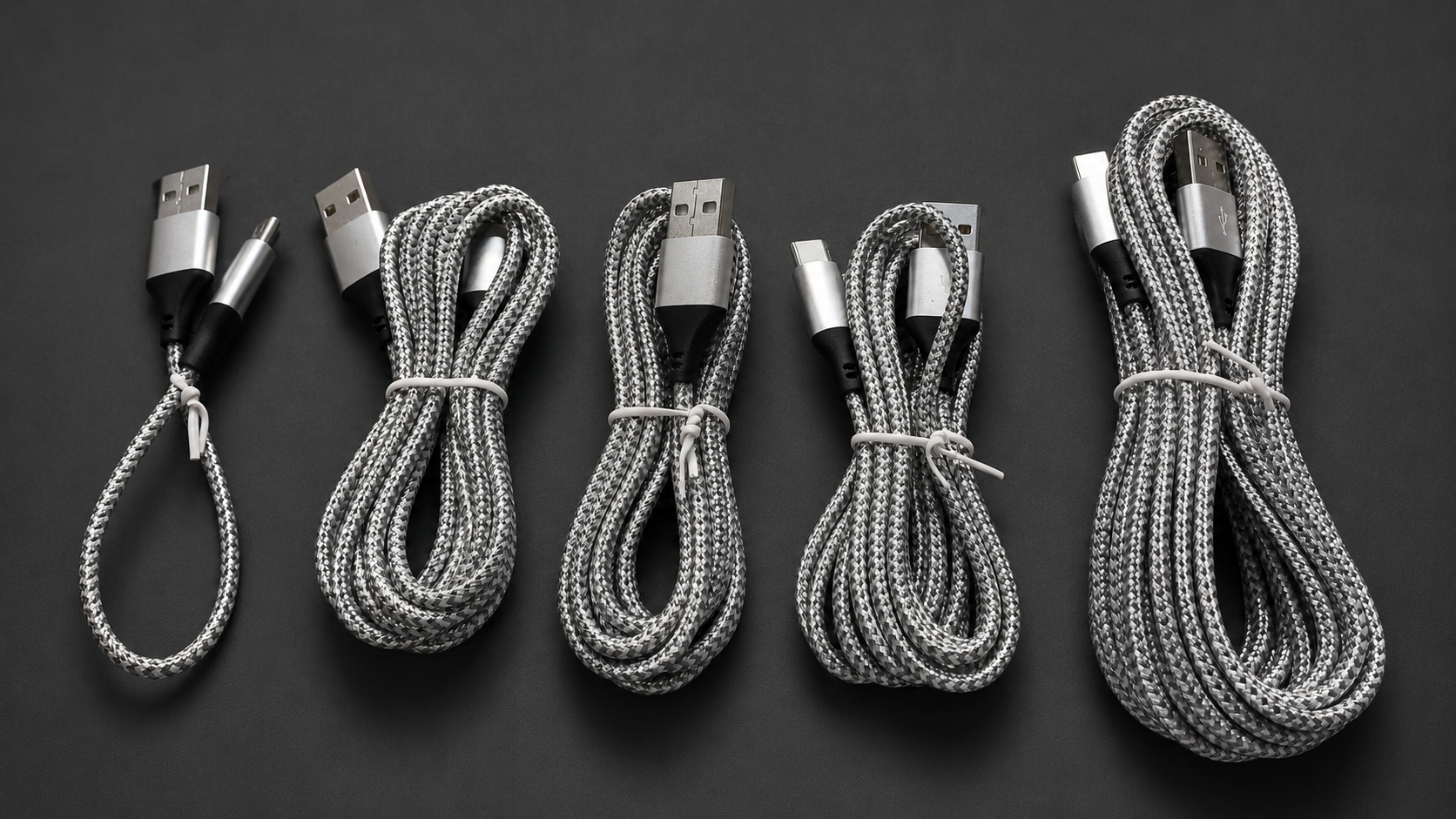 USB-C BRAIDED CHARGING CABLE - AVAILABLE IN 5 DIFFERENT SIZES FOR MULTIPLE CHARGING DEVICES