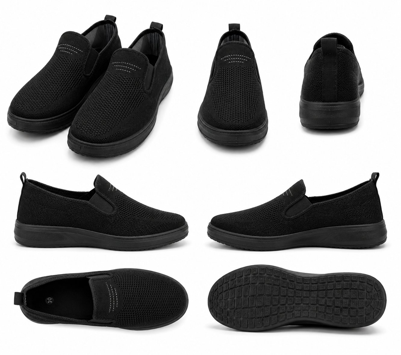 BLACK SLIP-ON SHOES - COMFORTABLE+REGULAR USE - URBAN JACK - SIZE-10
