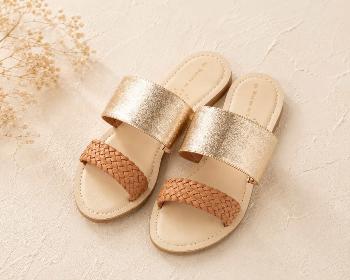 WOMEN GOLDEN FLATS - FANCY+COMFORTABLE - SIZE-6 by AMELIA IDEAL