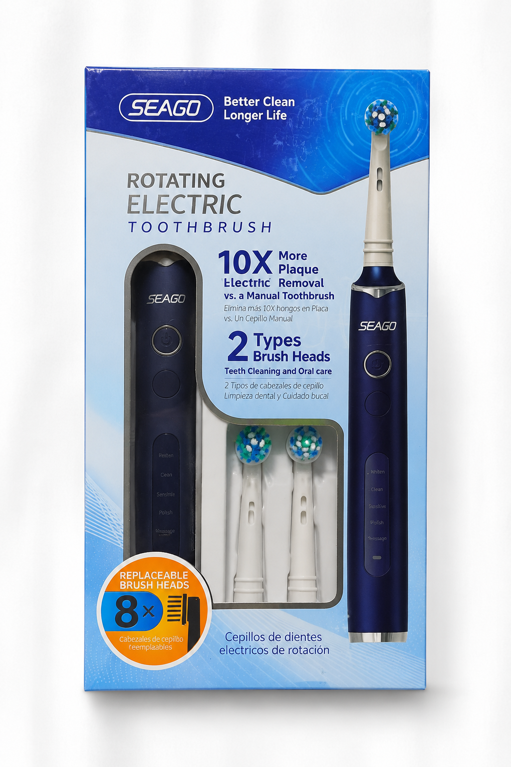 ROTATING ELECTRIC TOOTHBRUSH SET - BLUE EDITION - by SEAGO