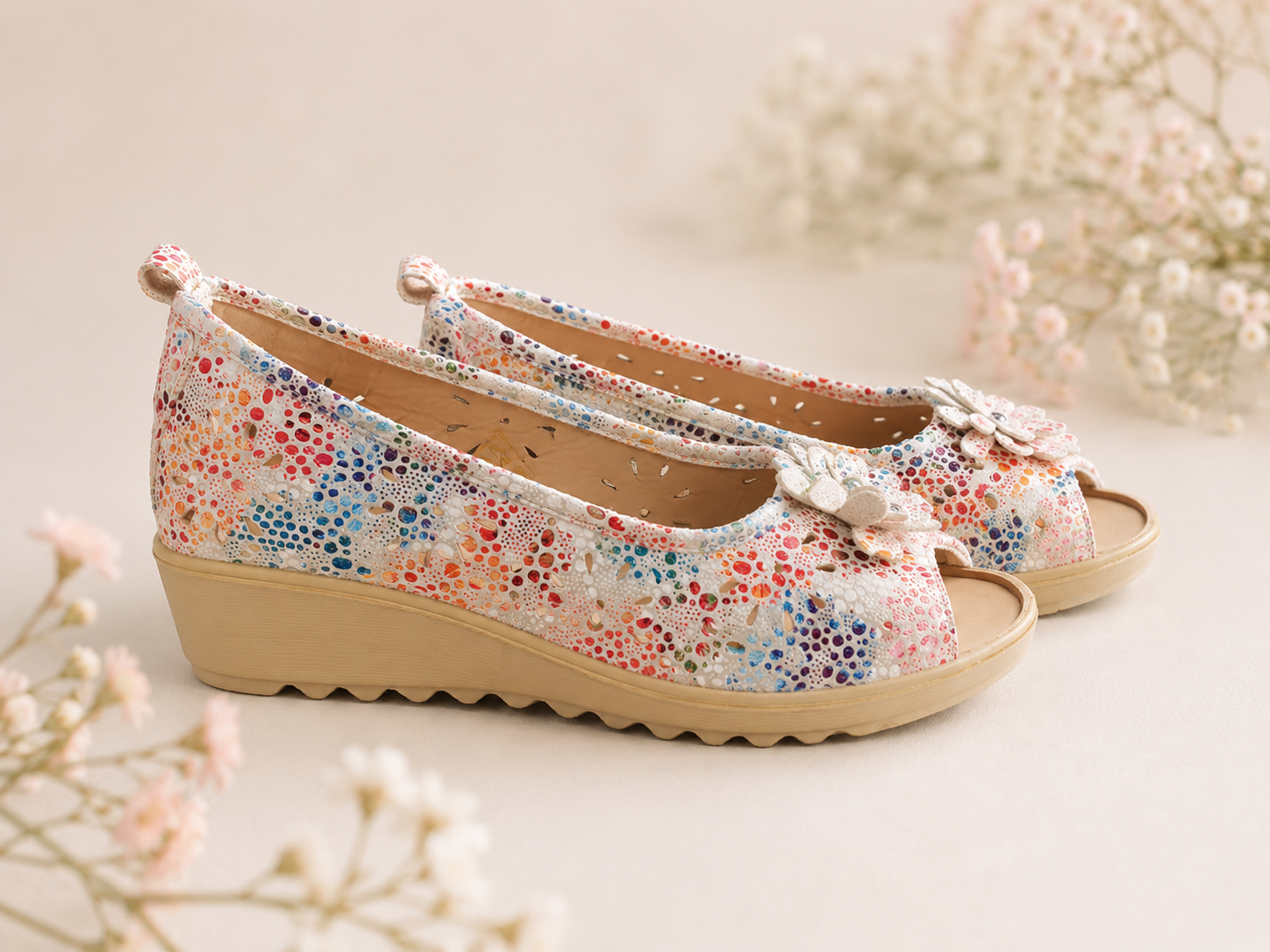 WOMEN WEDGE SLIP-ON SHOES - MULTICOLOR - SIZE-5 - STYLE-SHIRLEY