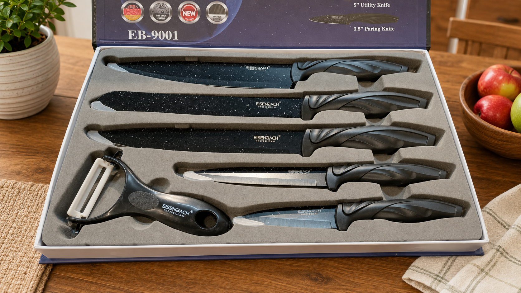 6 PIECES KNIFE SET + CERAMIC PEELER FOR ABOVE 18 YEARS by EISENBACH
