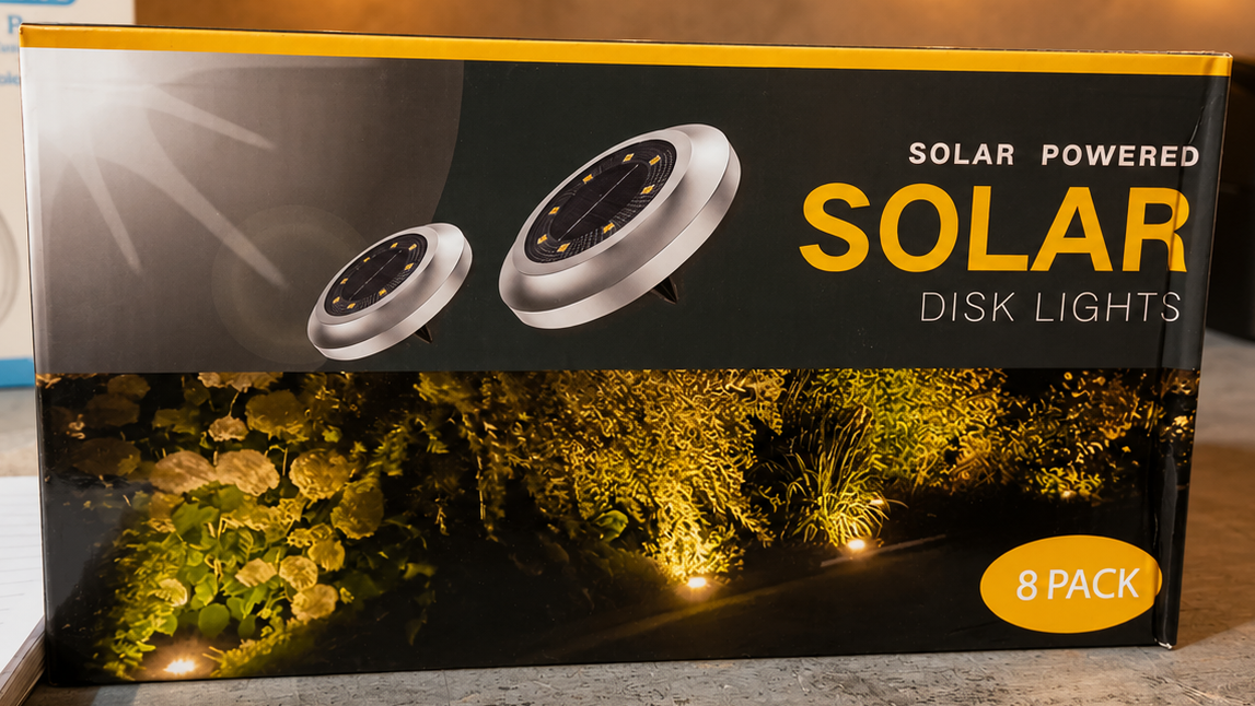 SOLAR POWERED DISK LIGHTS - SET OF 8/PACK