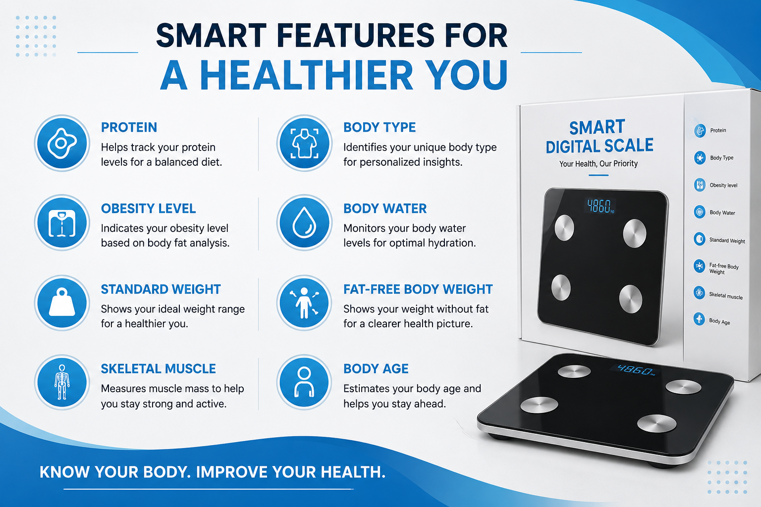 WEIGHING SCALE - MULTIPLE FUNCTIONS - BLACK EDITION by INSMART