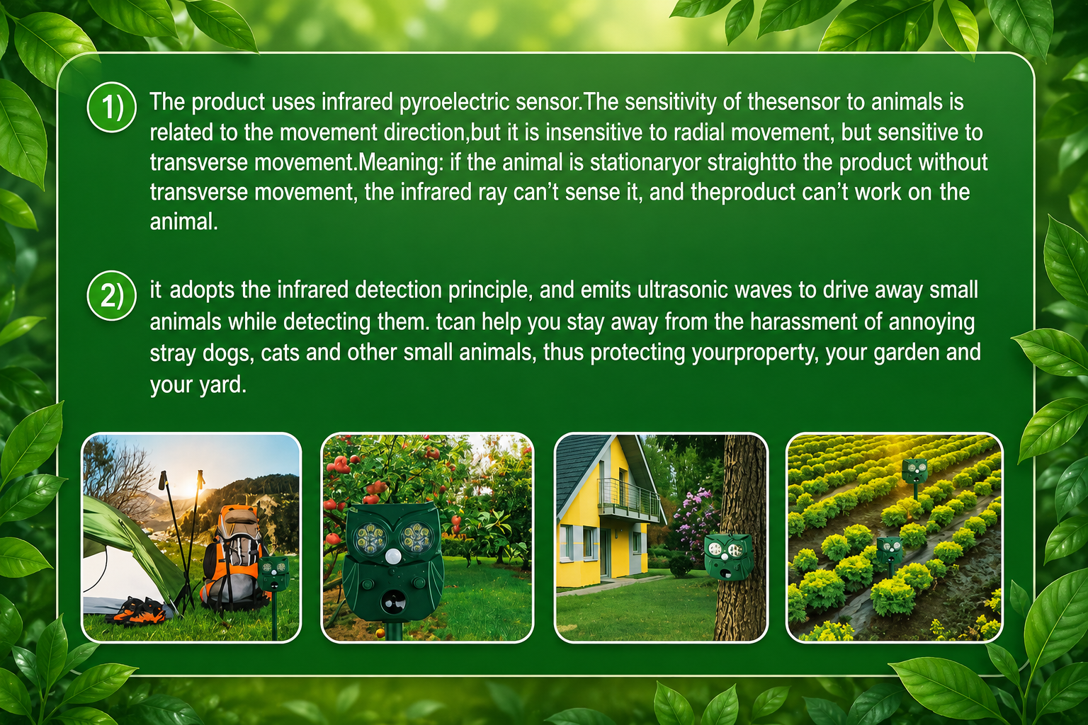 ANIMAL REPELLAR - SOLAR POWERED ULTRASONIC