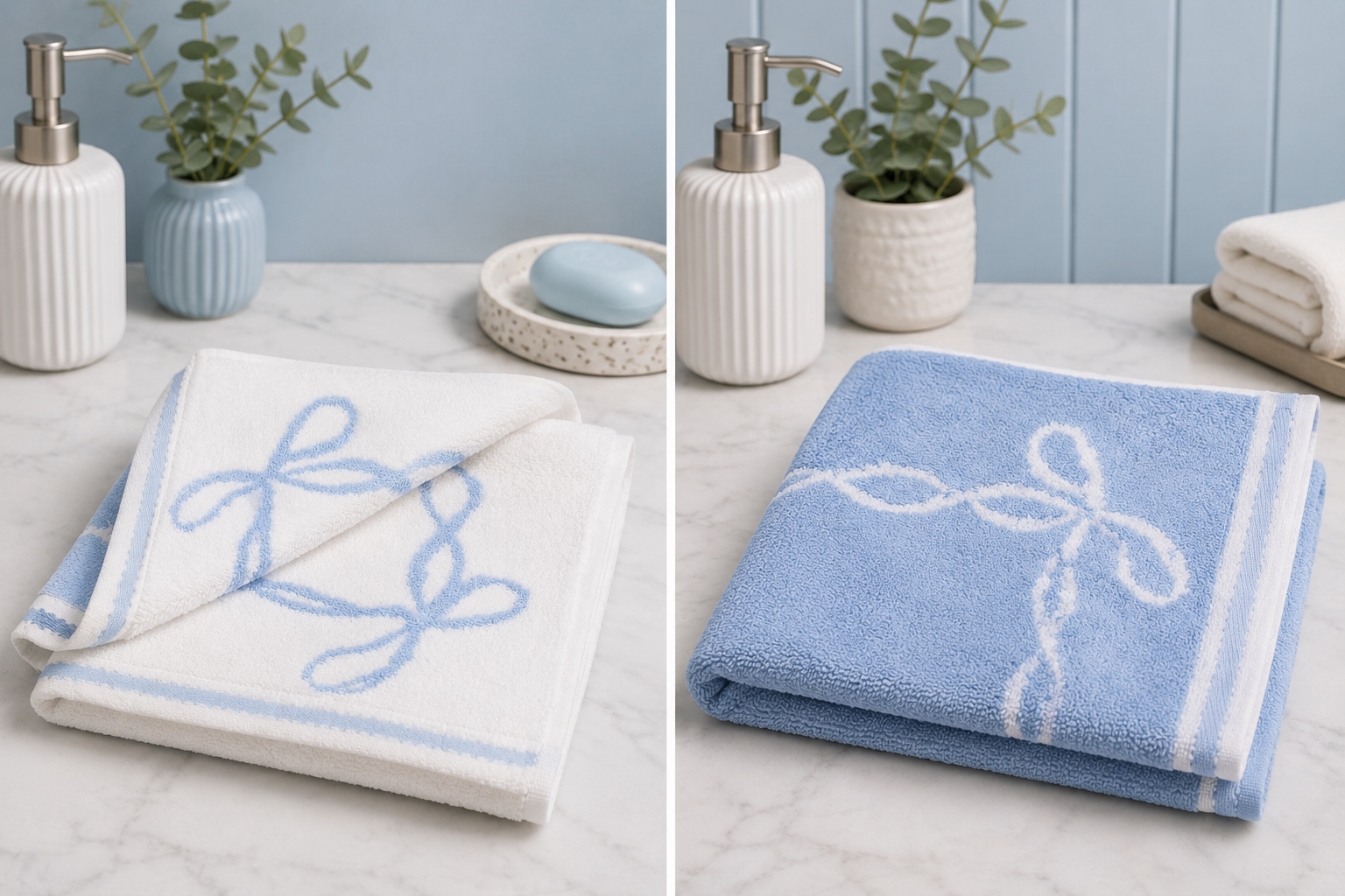 HIGH ST BRAND - HAND TOWEL- SKY BLUE & WHITE BOW EDITION - (50*90cm)