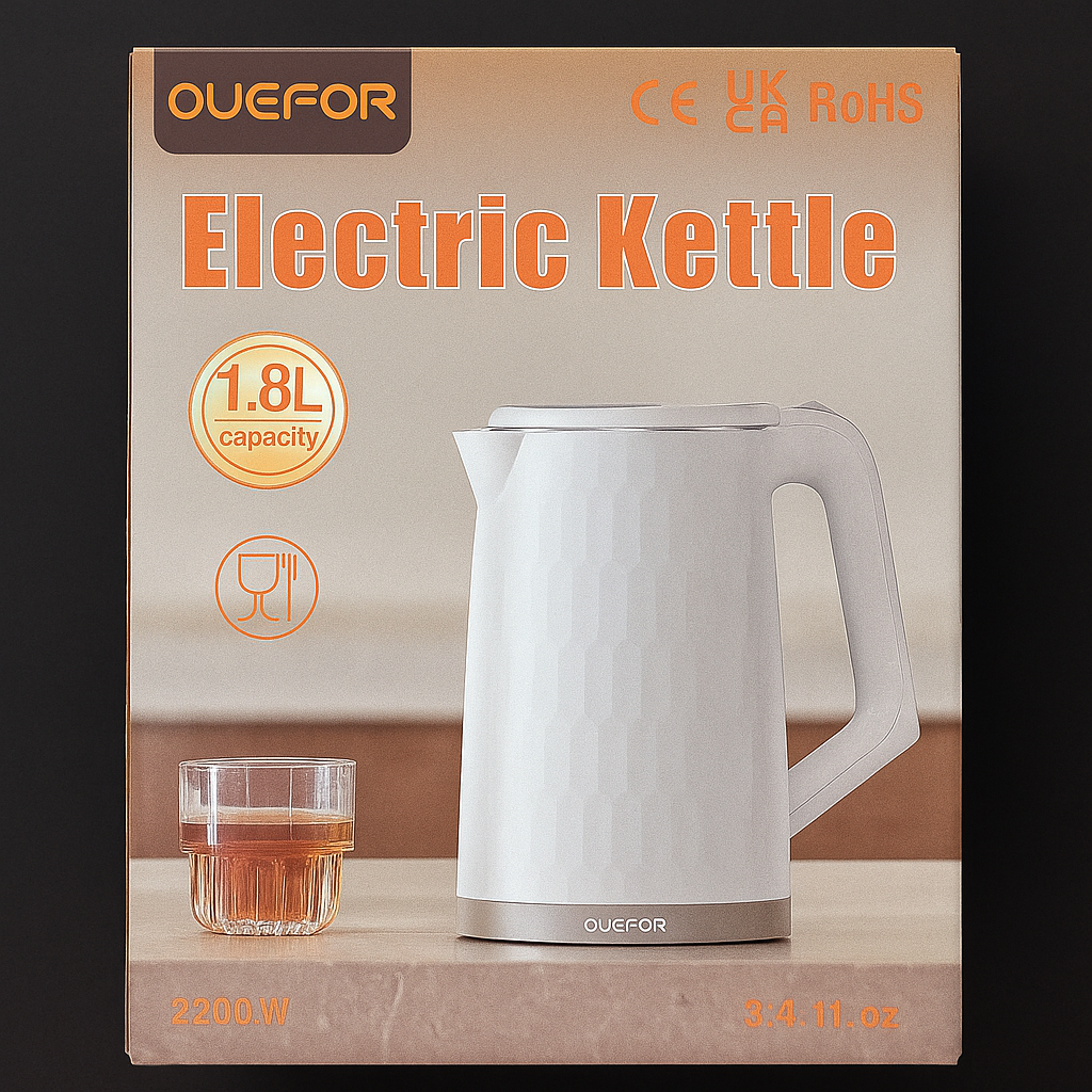Ouefor Electric Kettle – 1.8L Capacity