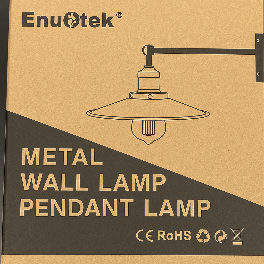 Enuotek Black Industrial Pendant Light – Adjustable Height (1 Pack)