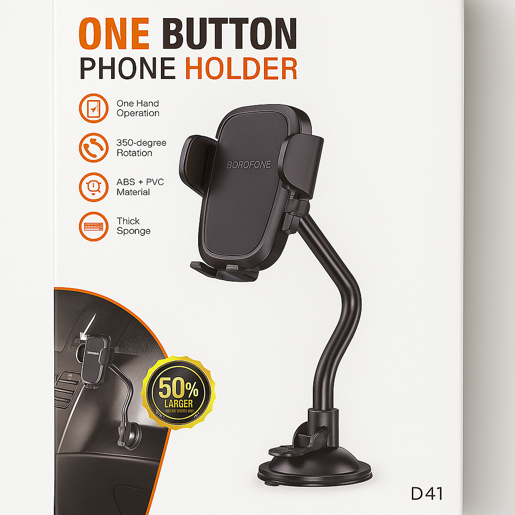 Borofone One Button Car Phone Holder – Dashboard & Windshield Mount