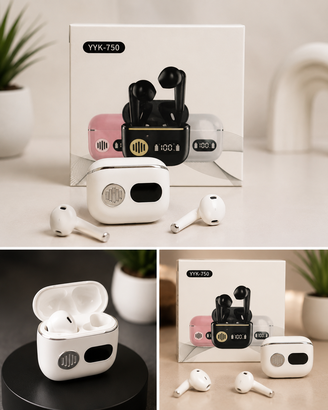 YYK-750 Wireless Bluetooth Earbuds with Digital Display Charging Case