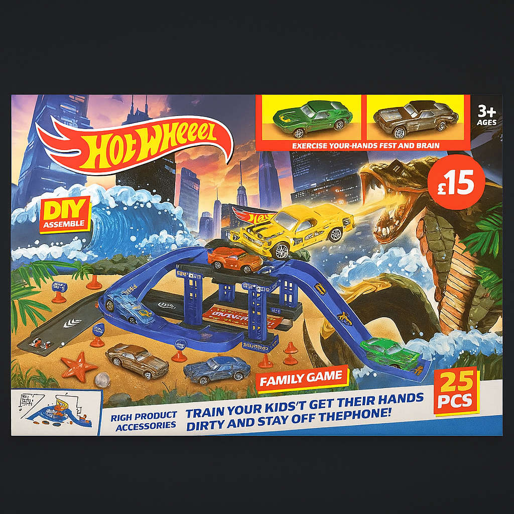 Hot Wheels Car Track Playset – 25 Pieces
