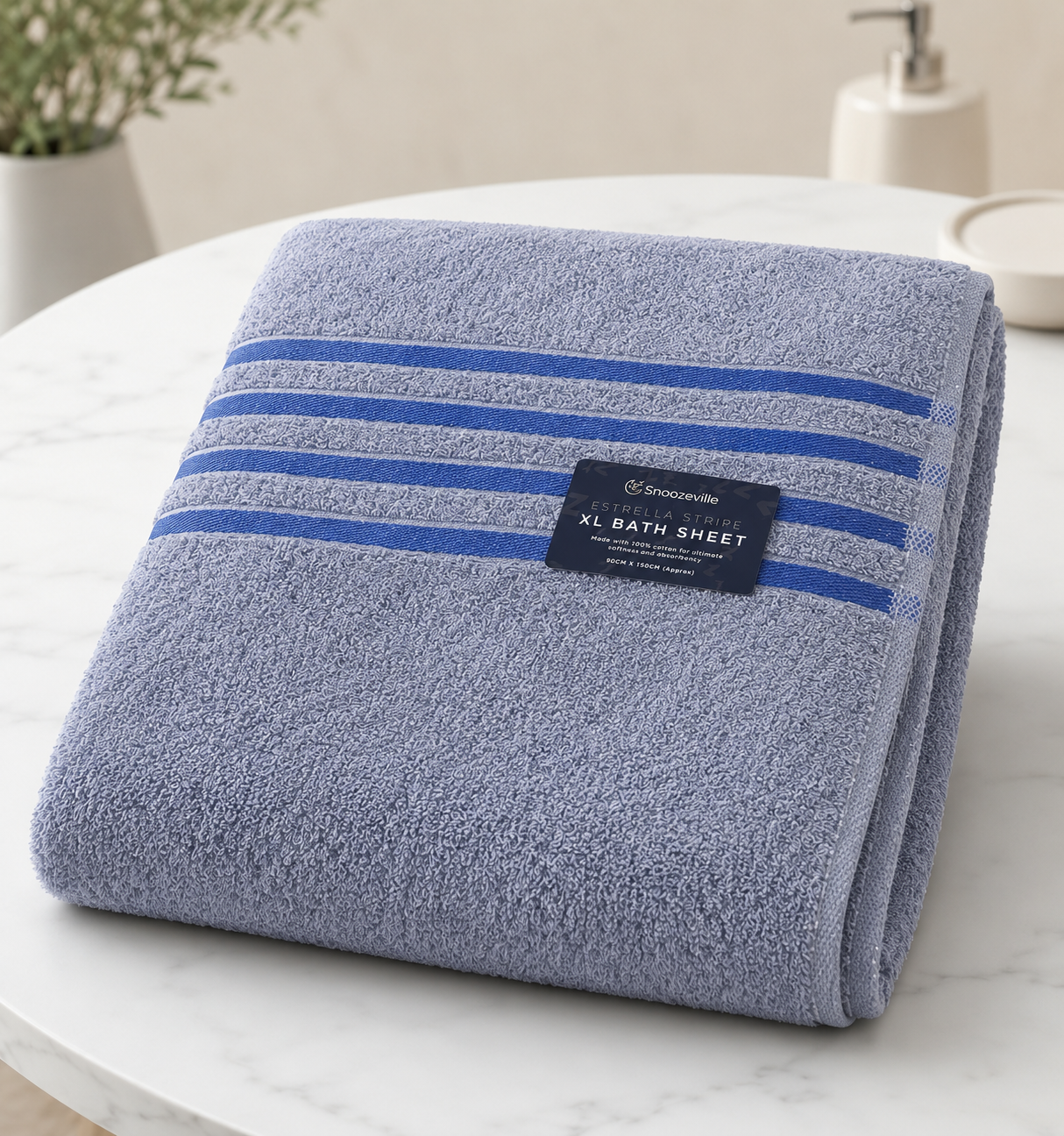SNOOZEVILLE ESTRELLA STRIPE XL BATHSHEET - PACK OF 3 - 100% cotton