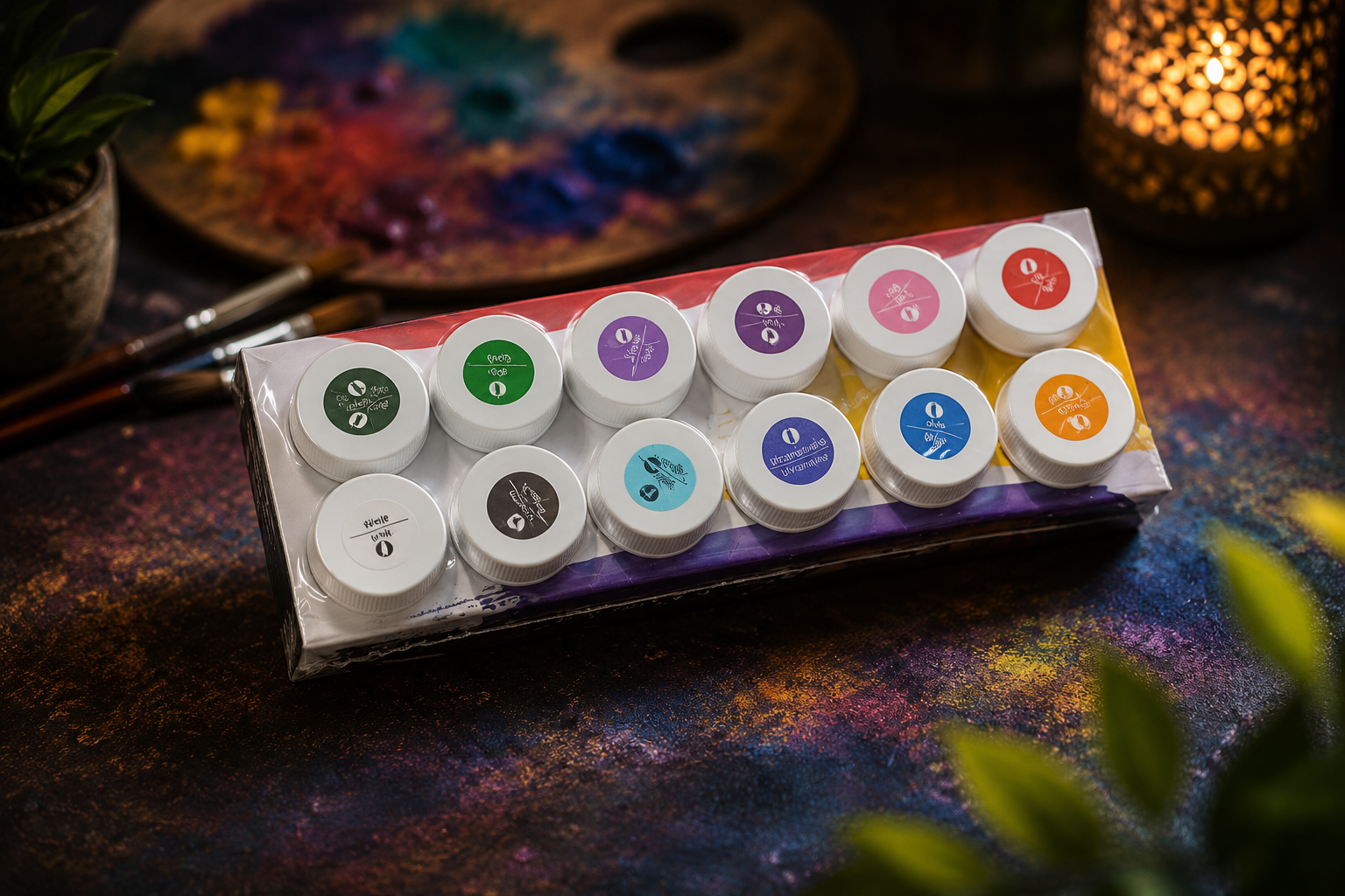 14 ACRYLIC PAINT COLOUR SET- Rich in color by Art Intred for 3years+