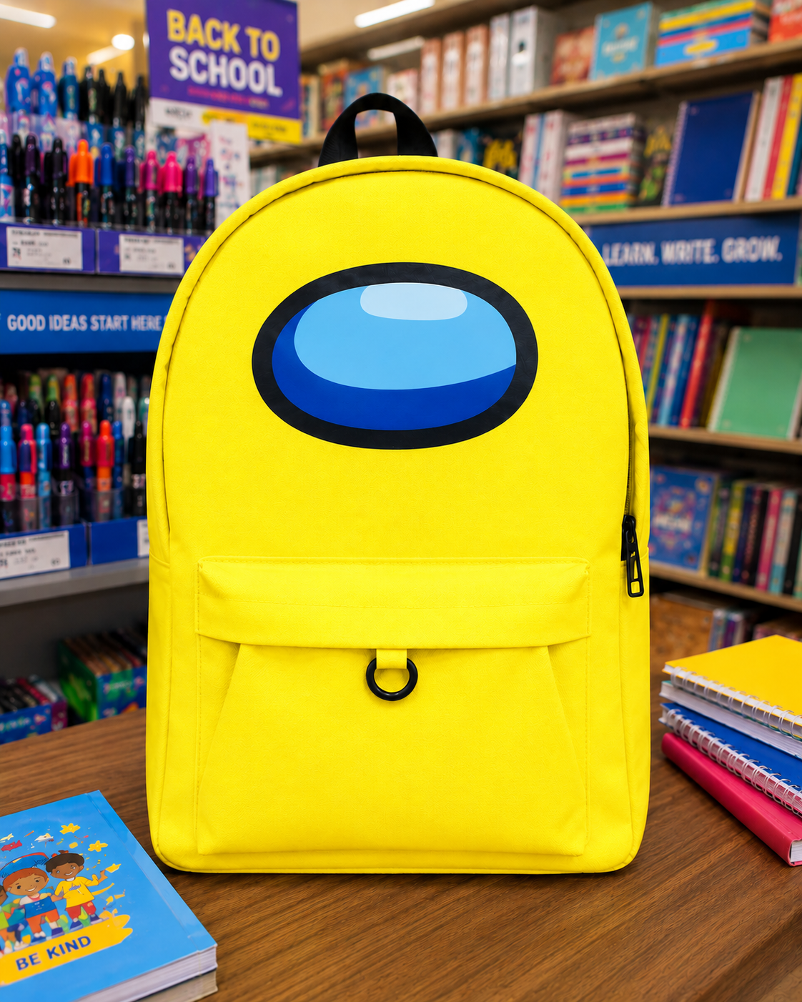 YELLOW KIDS BAG WITH EVIL EYE - MULTIPLE STORAGES