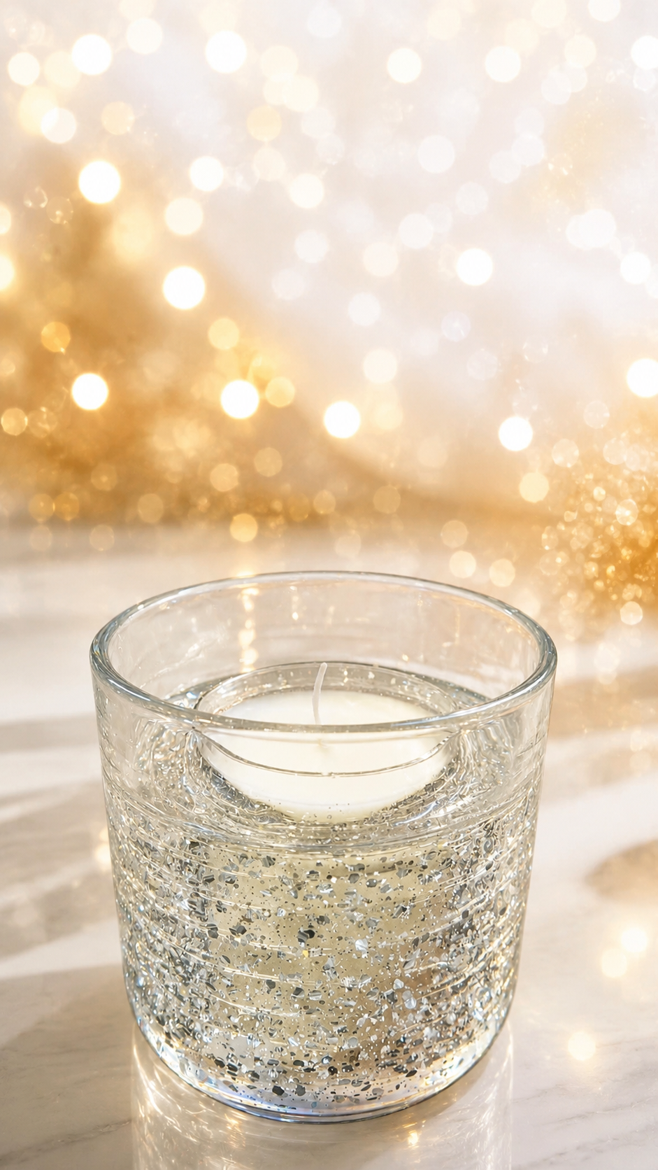 HIGH ST BRAND - SILVER SPARKLING CANDLE - RIBBED GLASS JAR - upto 20 hours burn time