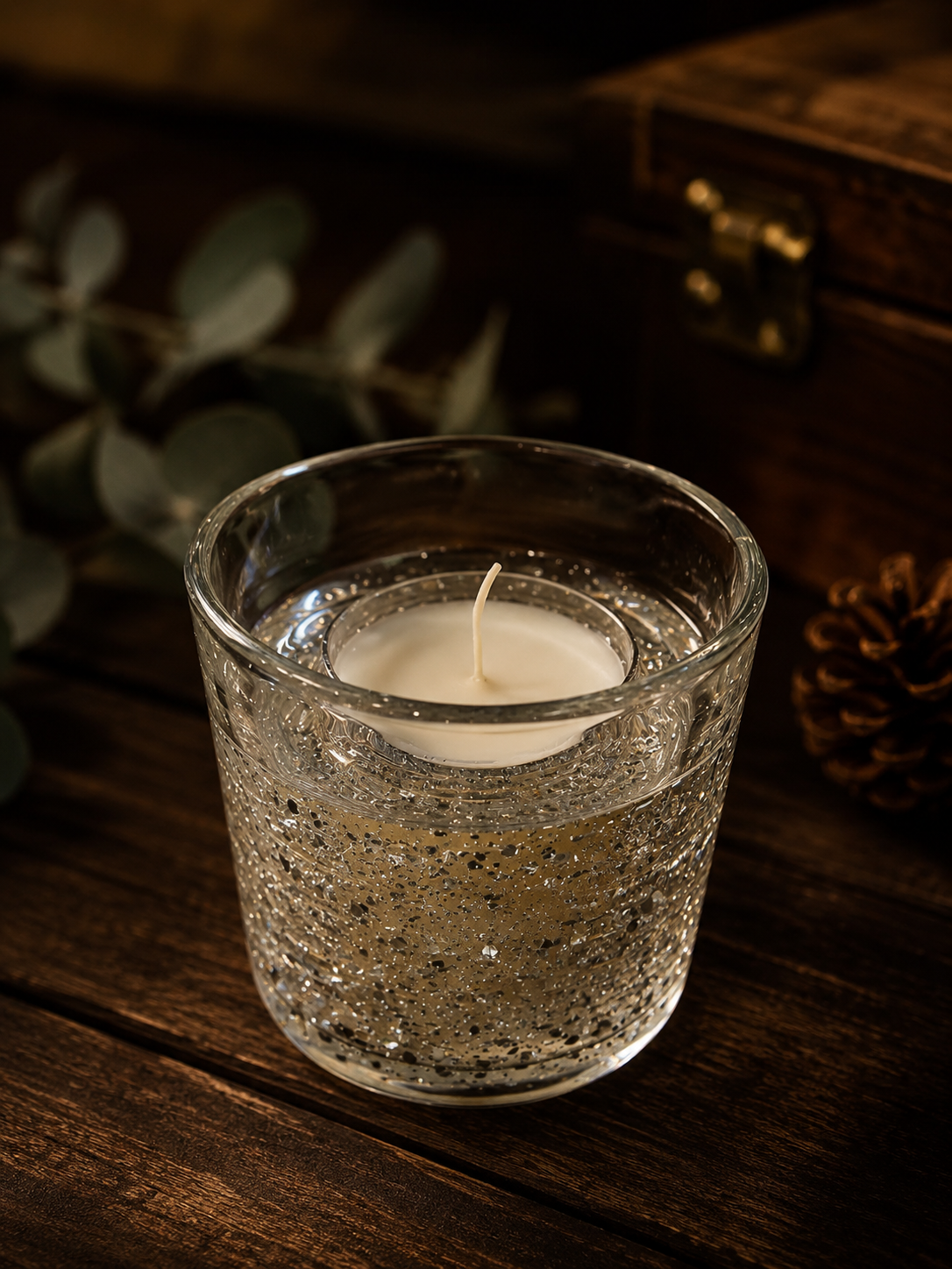 HIGH ST BRAND - SILVER SPARKLING CANDLE - RIBBED GLASS JAR - upto 20 hours burn time