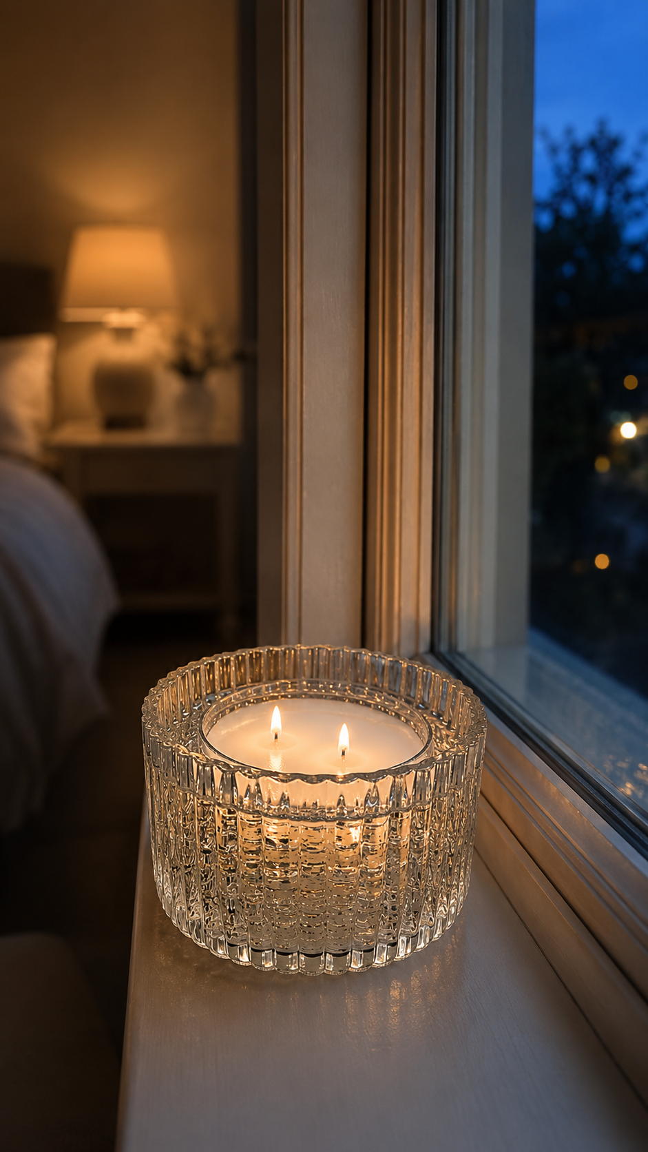 GOLD SPARKLING CANDLE - RIBBED GLASS JAR - SOFT+FLORAL NOTES