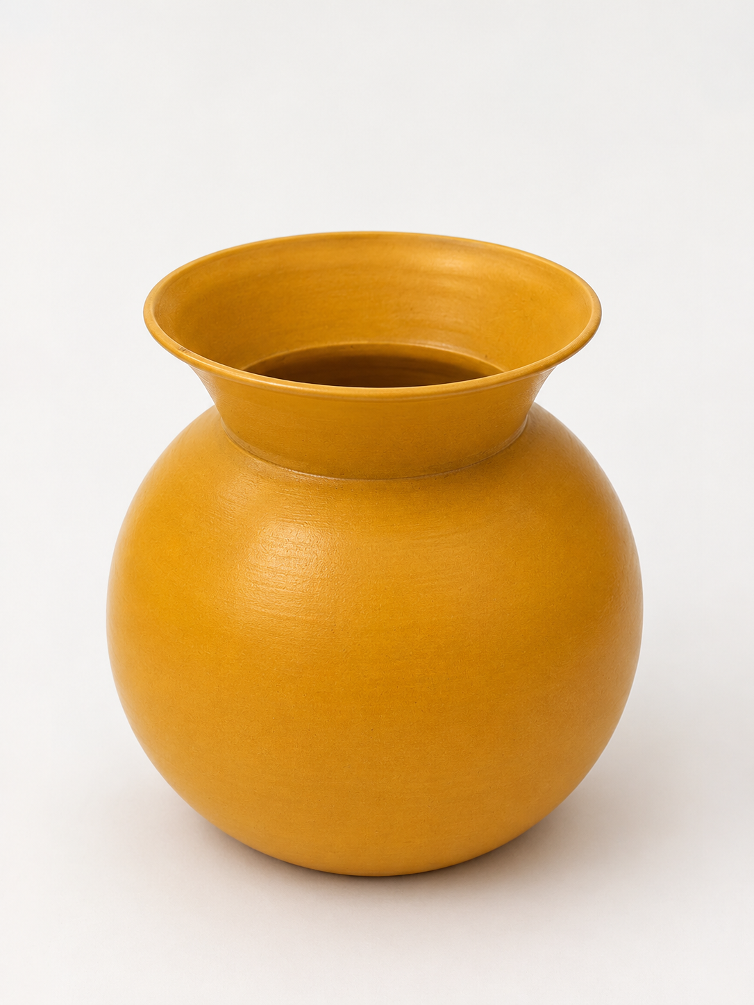 Modern Mustard Ceramic Vase – Round Decorative Flower Vase
