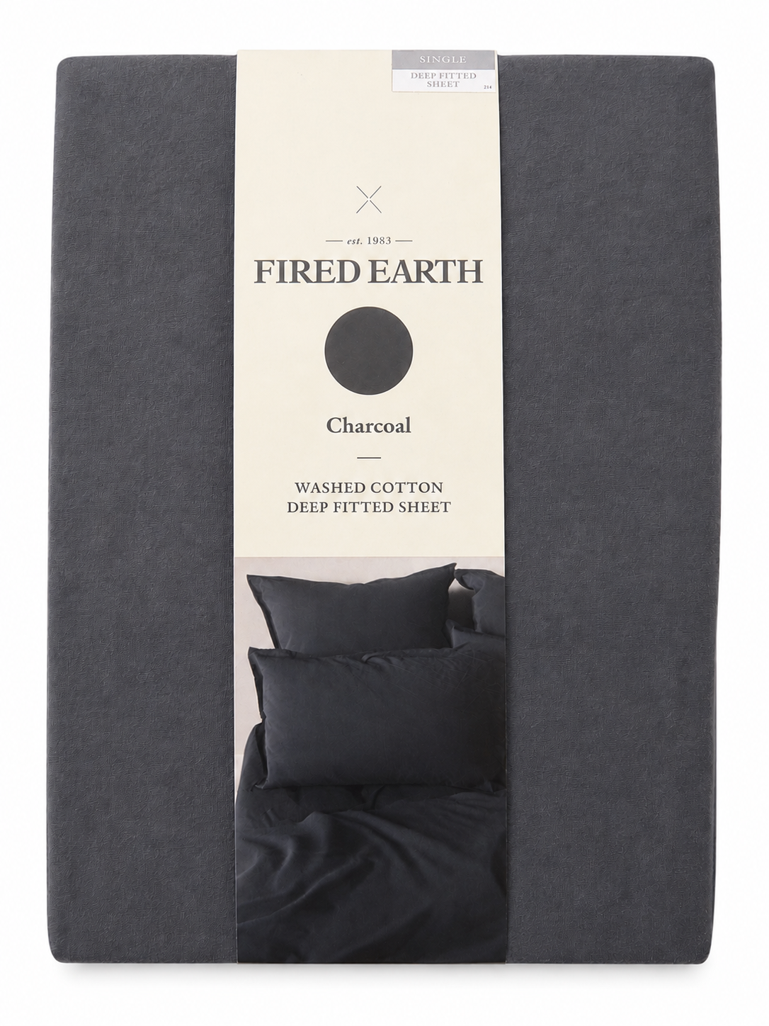High Street Washed Cotton Deep Fitted Sheet – Charcoal Single Bed Sheet – Soft Cotton Bedding