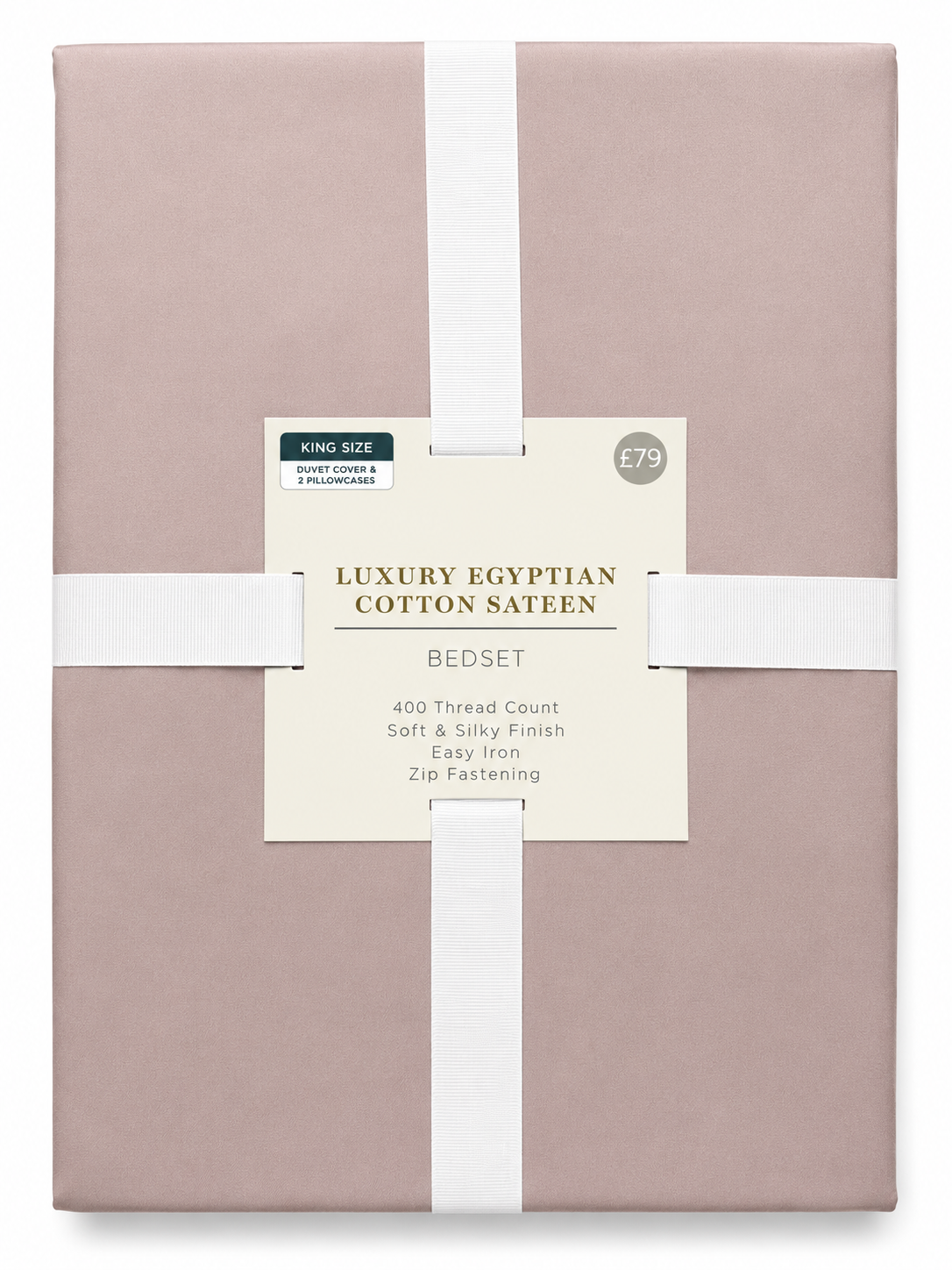 High Street Luxury Egyptian Cotton Sateen Bed Set – 400 Thread Count King Size Blush Pink Bedding Set