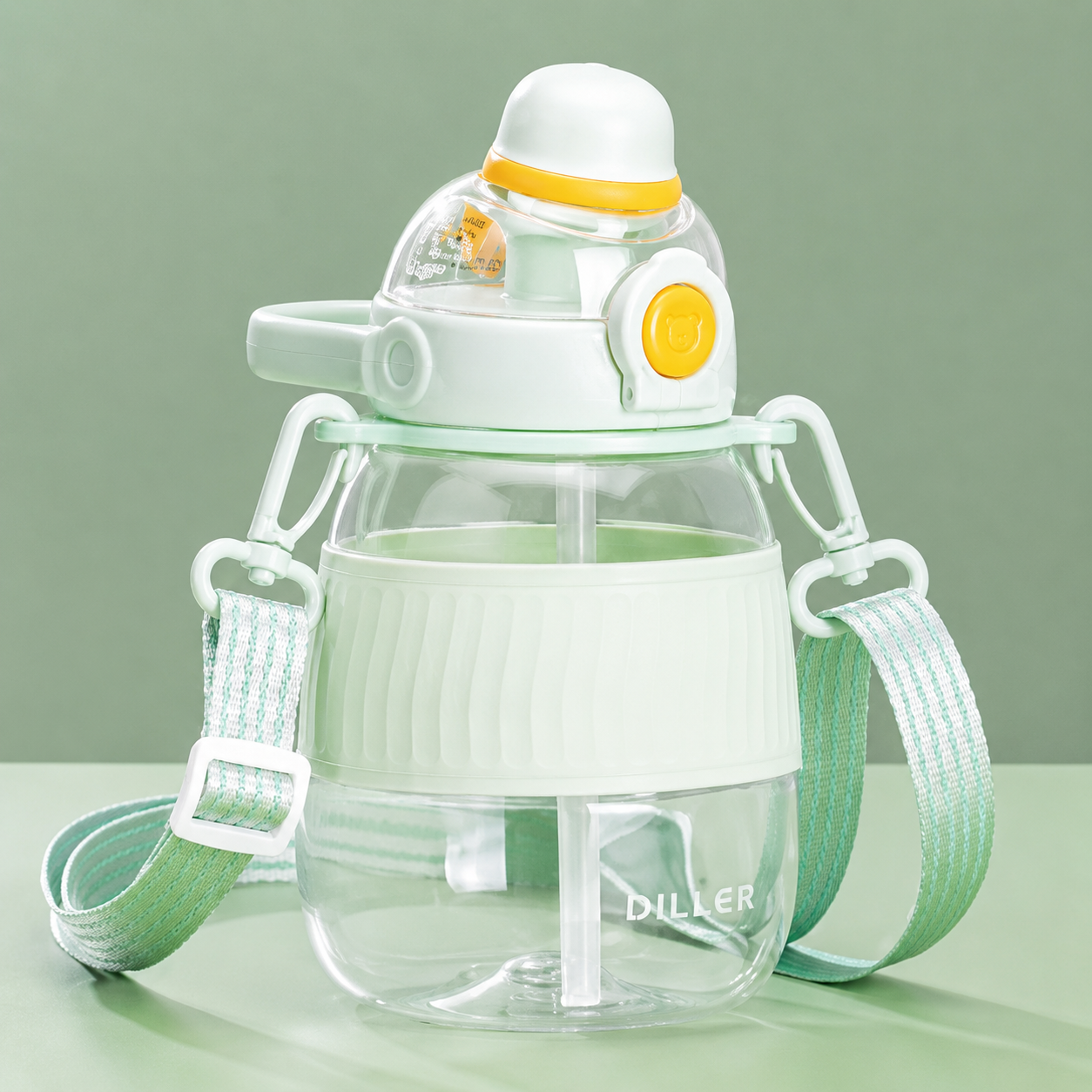 Kids Straw Water Bottle with Carry Strap – Leakproof Portable Drinking Cup