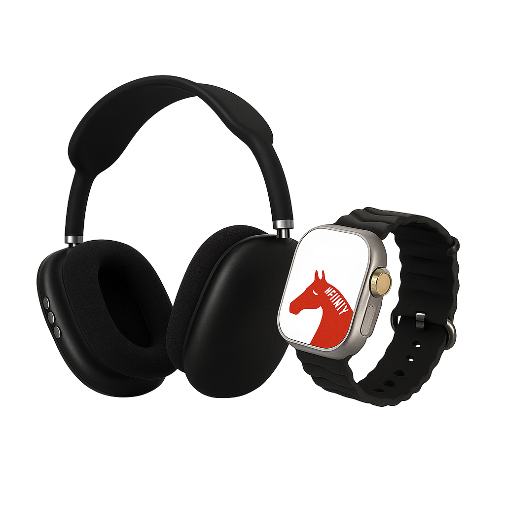 P9 Ultra 2 Wireless Headphones + Smart Watch Combo (7 Bands Included)