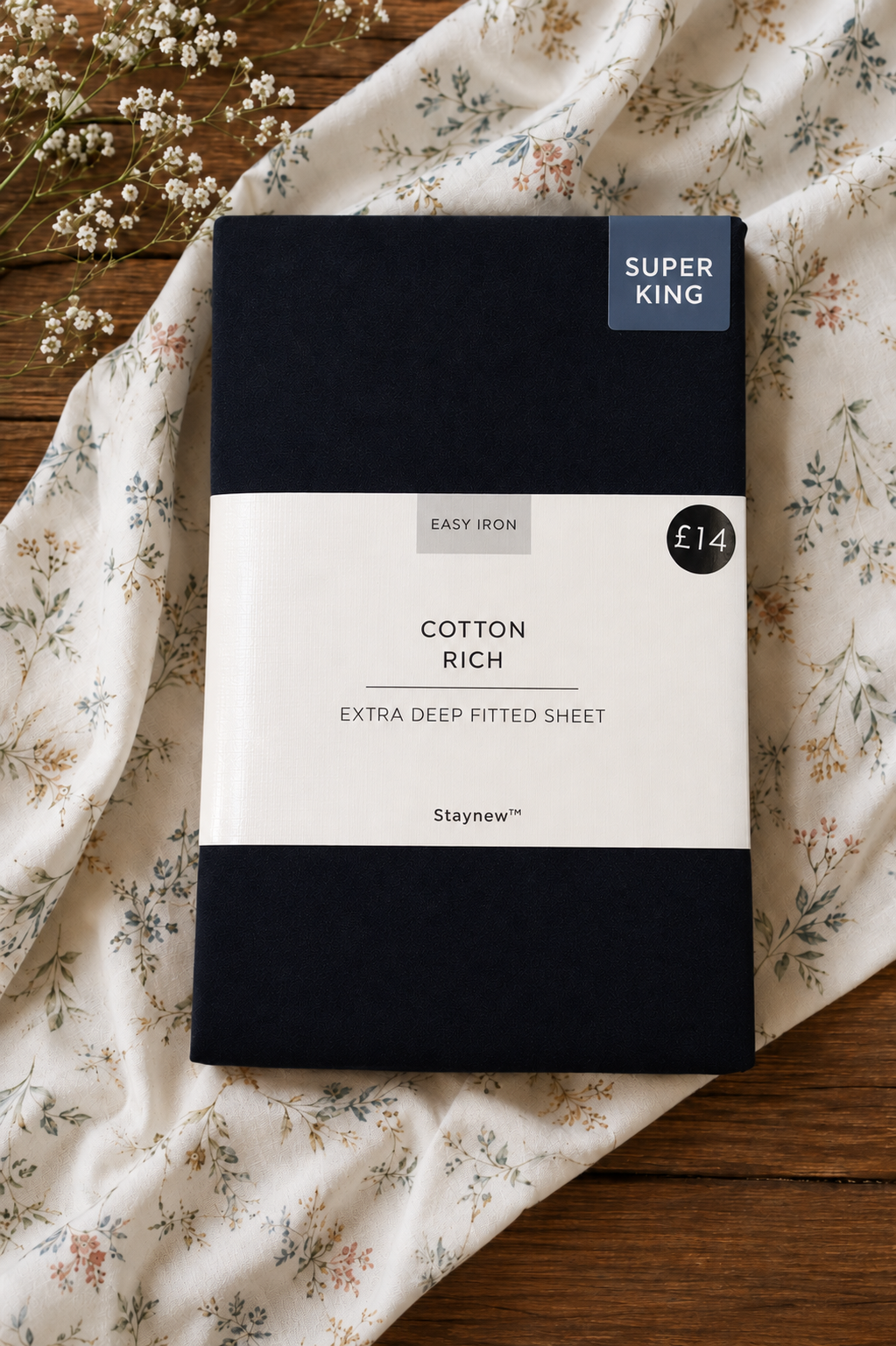 HIGH ST BRAND - BLACK COTTON FITTED SHEET - SUPER KING