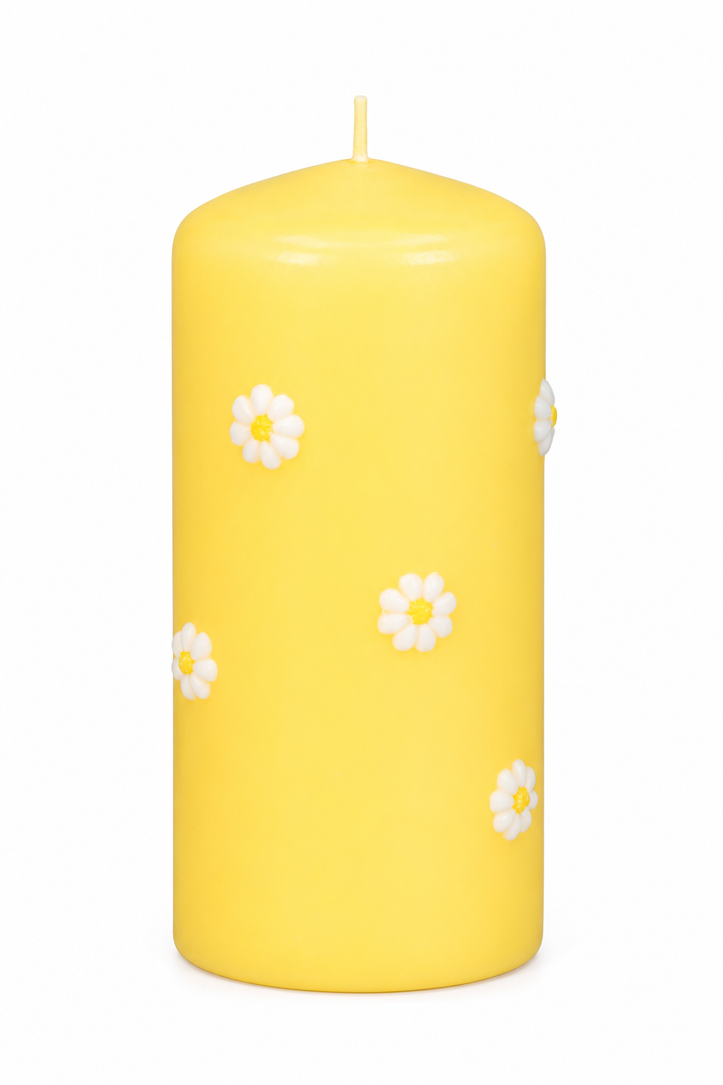 3D Daisy Pillar Candle – Yellow Floral Decorative Home Accent