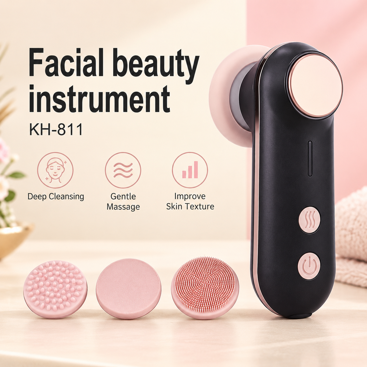 FACIAL BEAUTY INSTRUMENT - DEEP CLEANING, GENTLE MASSAGE & IMPROVES SKIN TEXTURE -(KH-811)