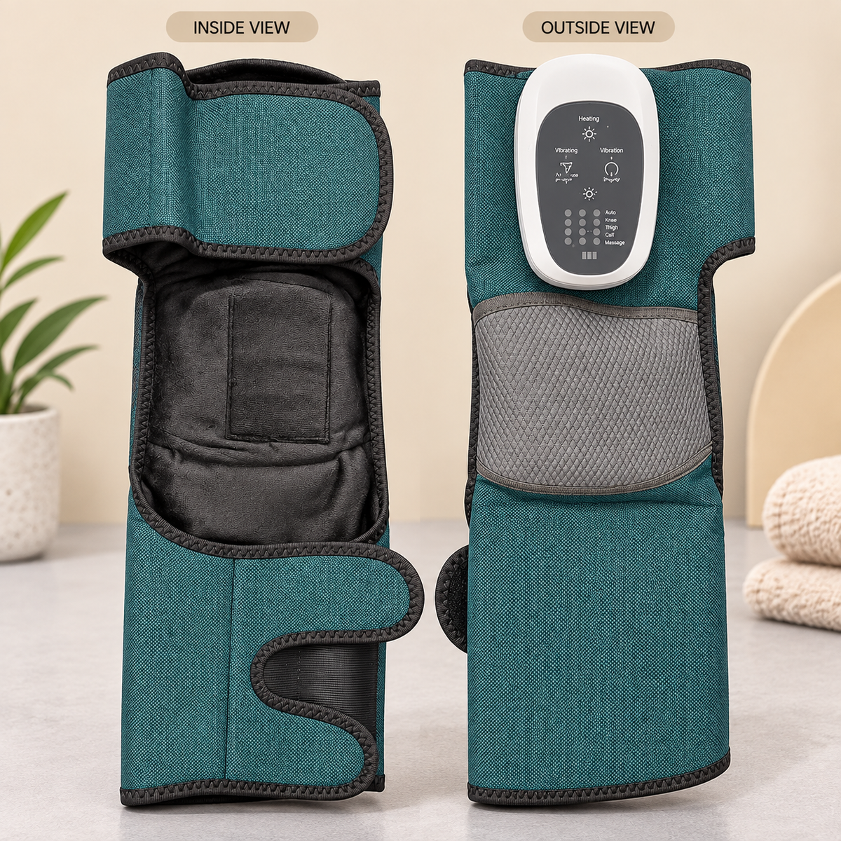 KNEE MASSAGER FOR ALL LEG SIZES - HEATING FUNCTION, HIGH ELASTIC FABRIC & DOUBLE RELIEF