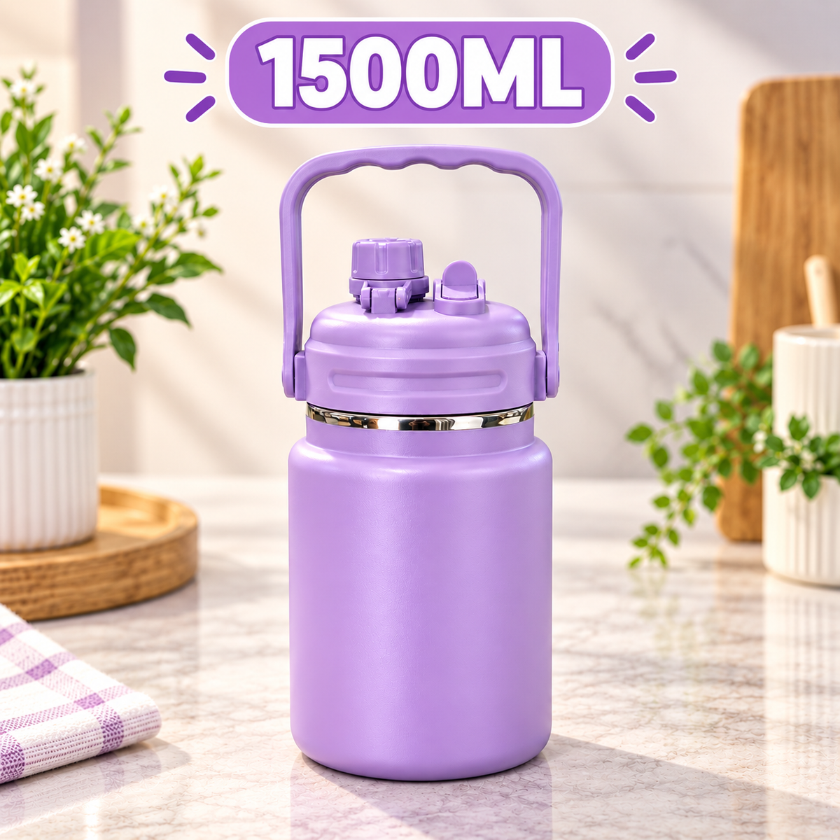 1500ML FIT INSULATED THERMAL FLASK - IN ASSORTED COLORS & TRAVEL FRIENDLY