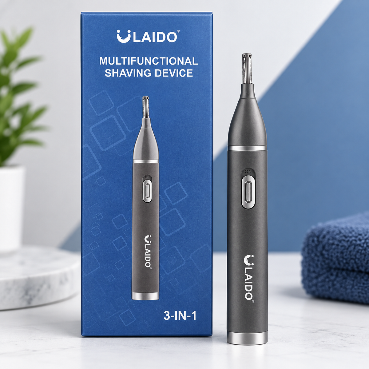 MULTIFUNCTIONAL SHAVING DEVICE - 3 IN 1 - DUAL KNIFE & ELECTRIC NOSE TRIMMER HEAD