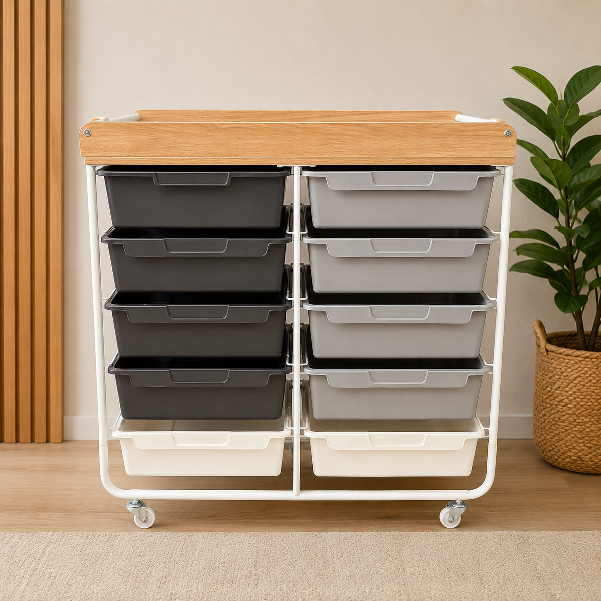 10 TIER STORAGE ORGANISER RACK - ROLLING & MULTI-PURPOSE SHELVING UNIT