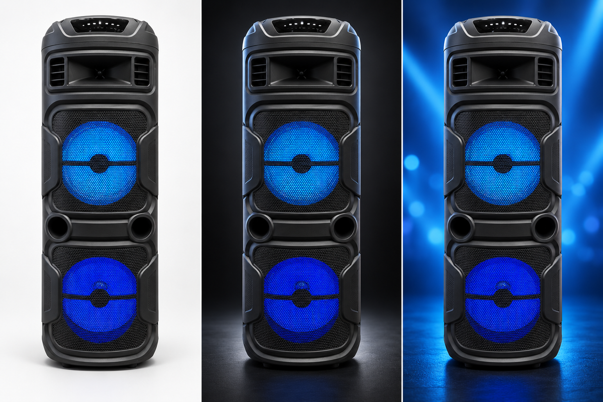 Portable Dual 8-Inch Rechargeable Party Speaker with LED Lights