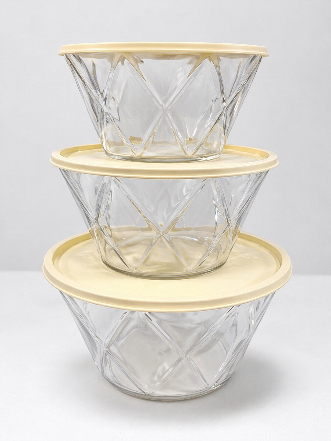 3-Piece Plastic Storage Bowl Set with Lids – Airtight Food Containers for Kitchen Storage
