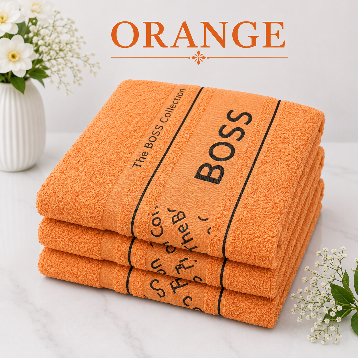 BOSS BATH SHEETS IN 8 DIFFERENT COLORS - SET OF 3/PACK (90cm*150cm) - EGYPTIAN COMBED 100%COTTON