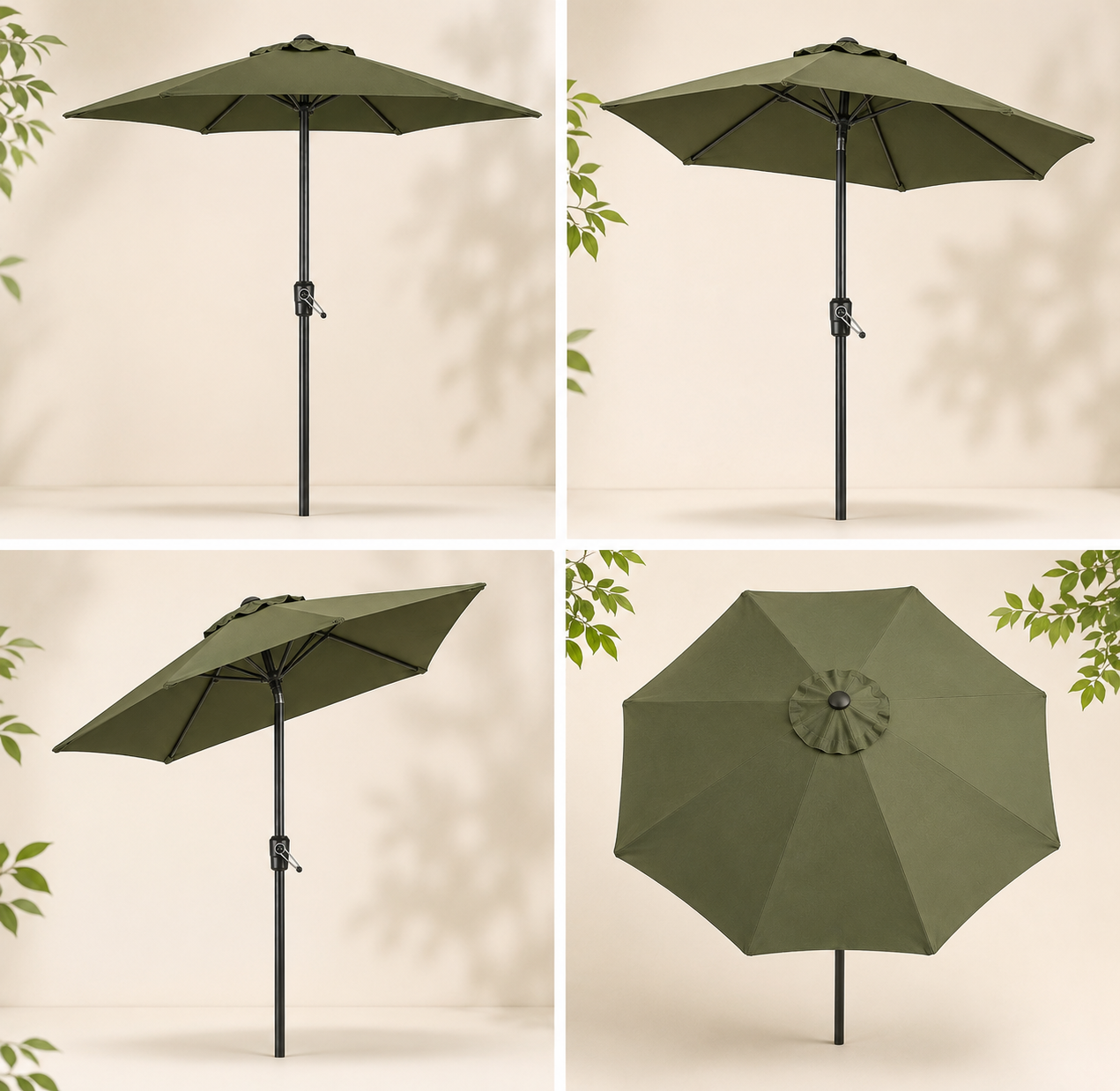 2.7m GARDEN PARASOL UMBRELLA FOR MULTIPLE OUTDOOR OCCASIONS - OLIVE GREEN EDITION