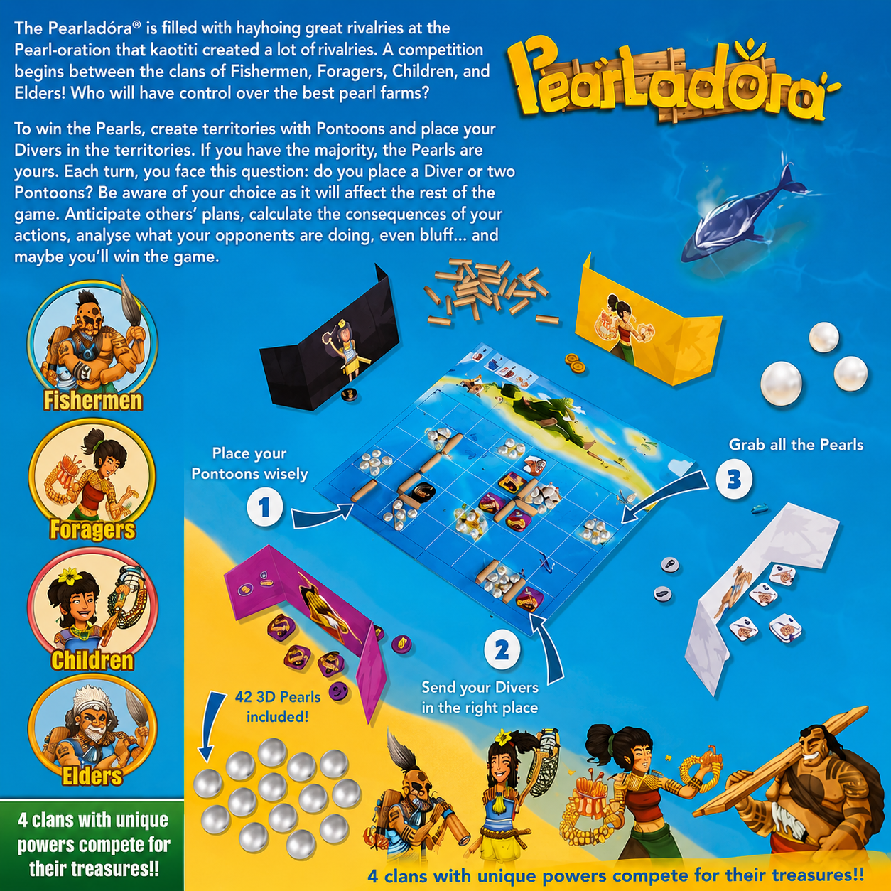 PEARLADORA STRATEGY BOARD GAME - Family Adventure & Territory Control Game