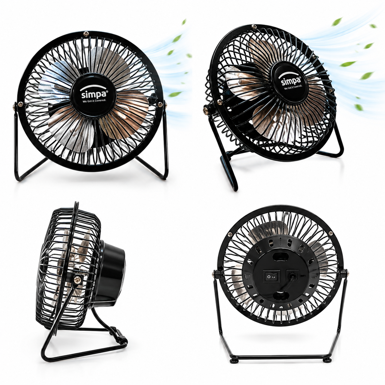 4" USB MINI FAN - IDEAL FOR HOME/OFFICE USE - ALREADY ASSEMBLED - BLACK COLOR by SIMPA