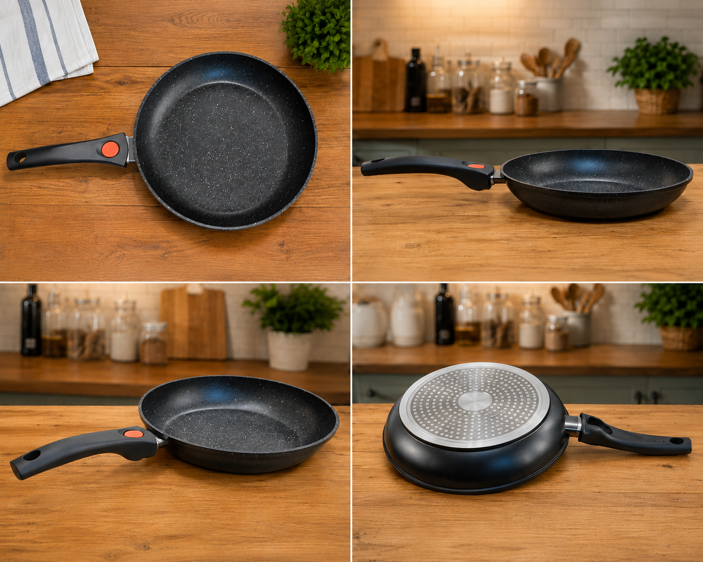 FRY PAN WITH DETACHABLE HANDLE - 28cm - INDUCTION COMPATIBLE WITH PFOA & PTFE-Free - BLACK EDITION by EISENBACH