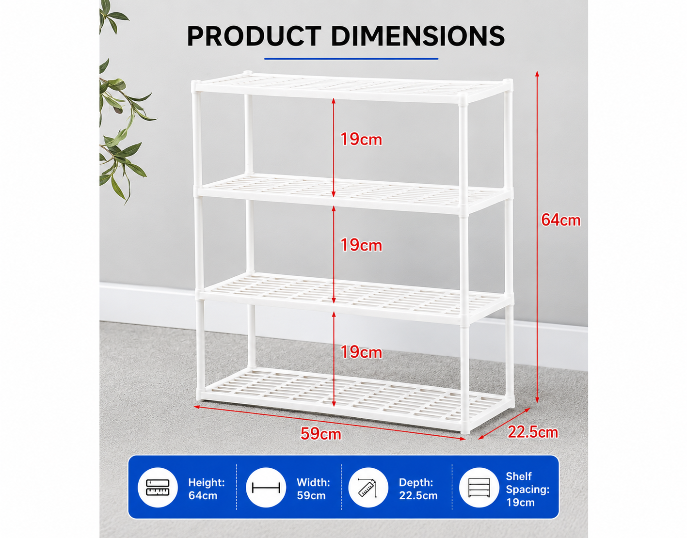 MULTIFUNCTIONAL STORAGE RACK - WHITE IN COLOR